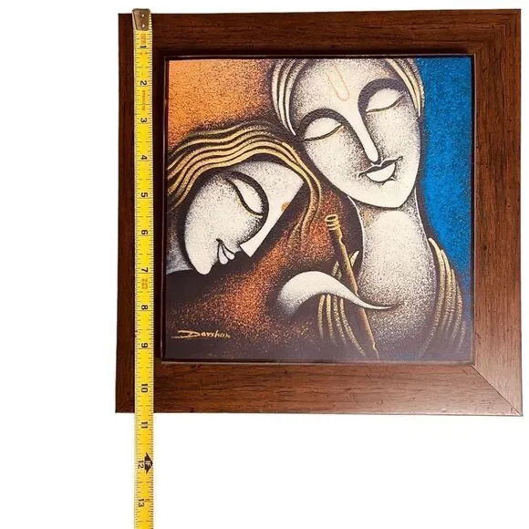 NEW! Om Arts Modern Art Radha Krishna Indian Art Paintings Reprint Oil Painting - Picture 3 of 7